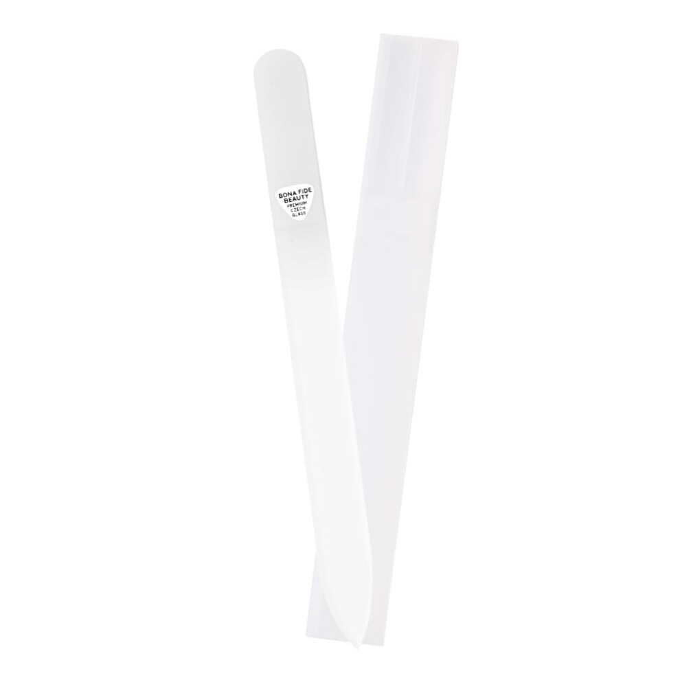 Bona Fide Beauty Czech Glass Nail File (Clear Color) - Crystal Fingernail File For Natural Nails With Clear Hardcase, Gifts For Women
