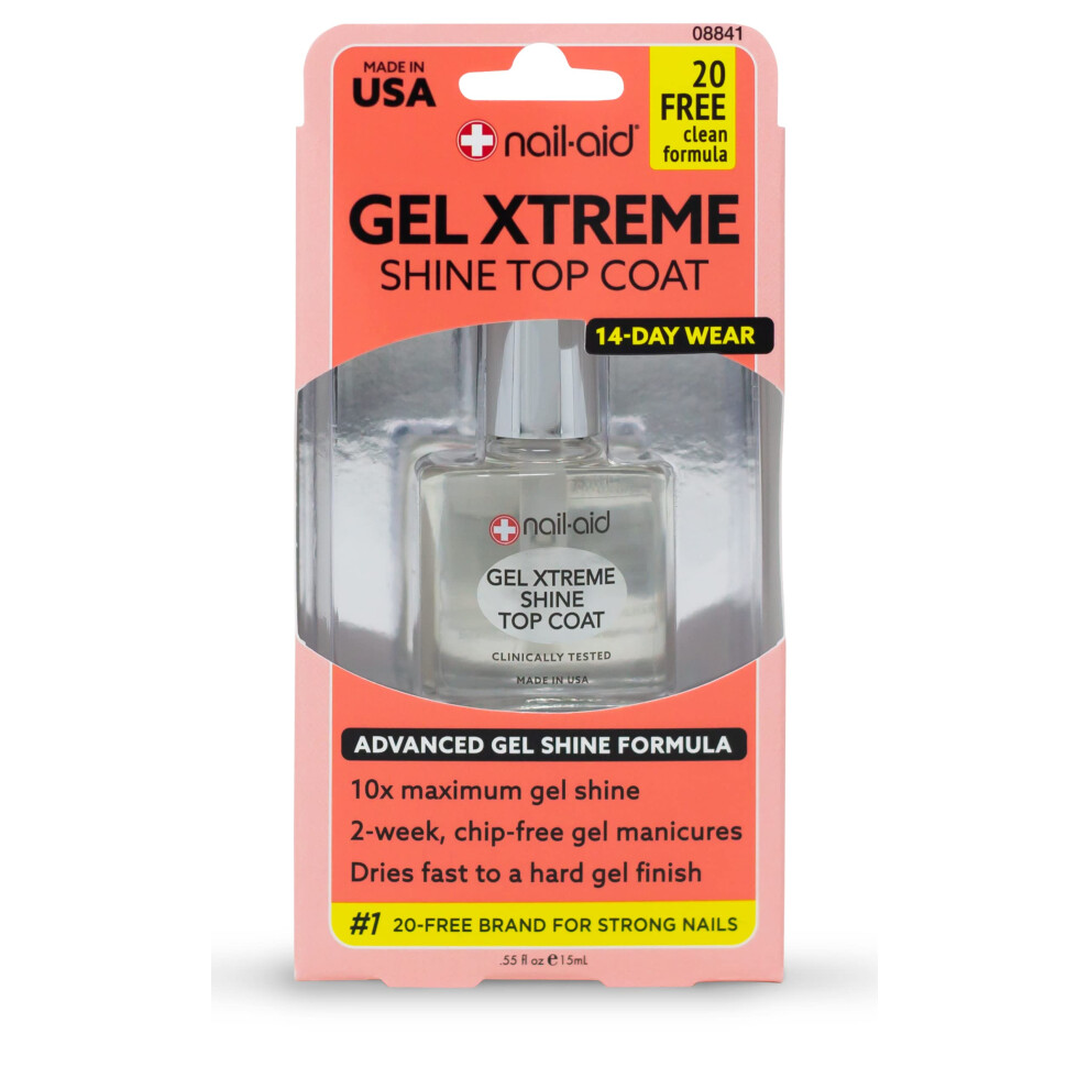 Nail-Aid Gel Xtreme Shine Top Coat, Clear, 0.55 Fluid Ounce
