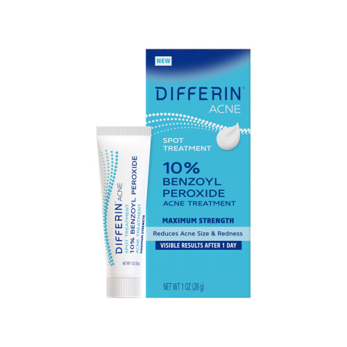 Differin Trattamento Acne con 10% Perossido di Benzoile, Massima Forza, 1 oz