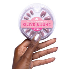 Olive & June Instant Mani Unhas Postiças | (Cola) Curtas, Redondas 42 Unhas Falsas, 21 Tamanhos