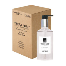Gel de Ducha de Té Verde Terra Pure, 10.14 oz. Con Miel Orgánica y Aloe Vera