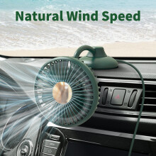 Portable Mini Car Fan 3-Speed Silent 360 Rotation – Black/Dark Green