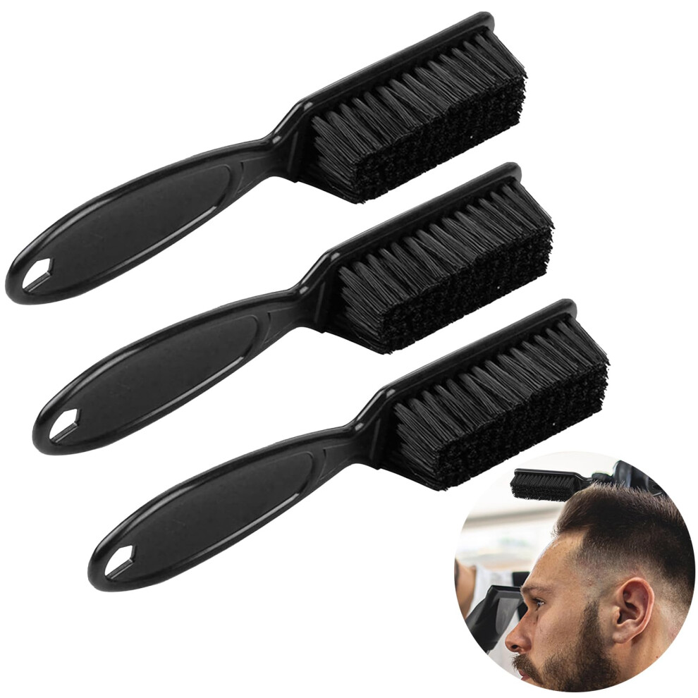Xumann Black 3Pcs Boar Bristle Hair Brush Soft Nylon Slick Back Hair Brush Fade Beard Brush Barber Hair Brush Men Sleek Hair Brush