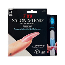 KISS Salon X-tend Press-On Nails Cola para unhas includa Tom mdio rosa longo formato de caixo Inclui 30 unhas 5ml adesivo de gel macio LED 1 l