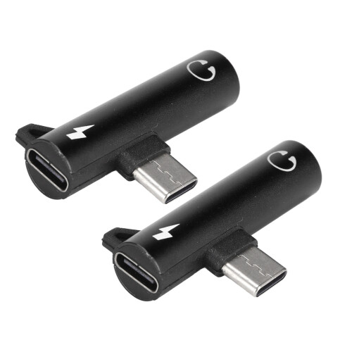 Adattatore splitter USB-C per audio da 3,5 mm e ricarica, 2 in 1, per telefoni e tablet, nero