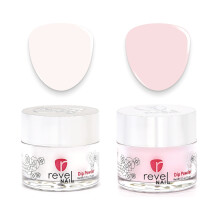 Revel Nail Dip Powder - Clear and Pink Powder Dip Nail Polish Chip Resistant Dip Nail Powder with Vitamin E and Calcium DIY Manicure Vivien & Eric