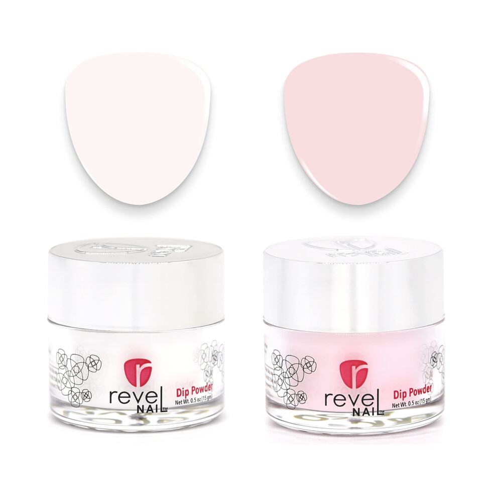 Revel Nail Pink Dip Powder - Clear And Powder Dip Nail Polish Chip Resistant Dip Nail Powder With Vitamin E And Calcium Diy Manicure Vivien &