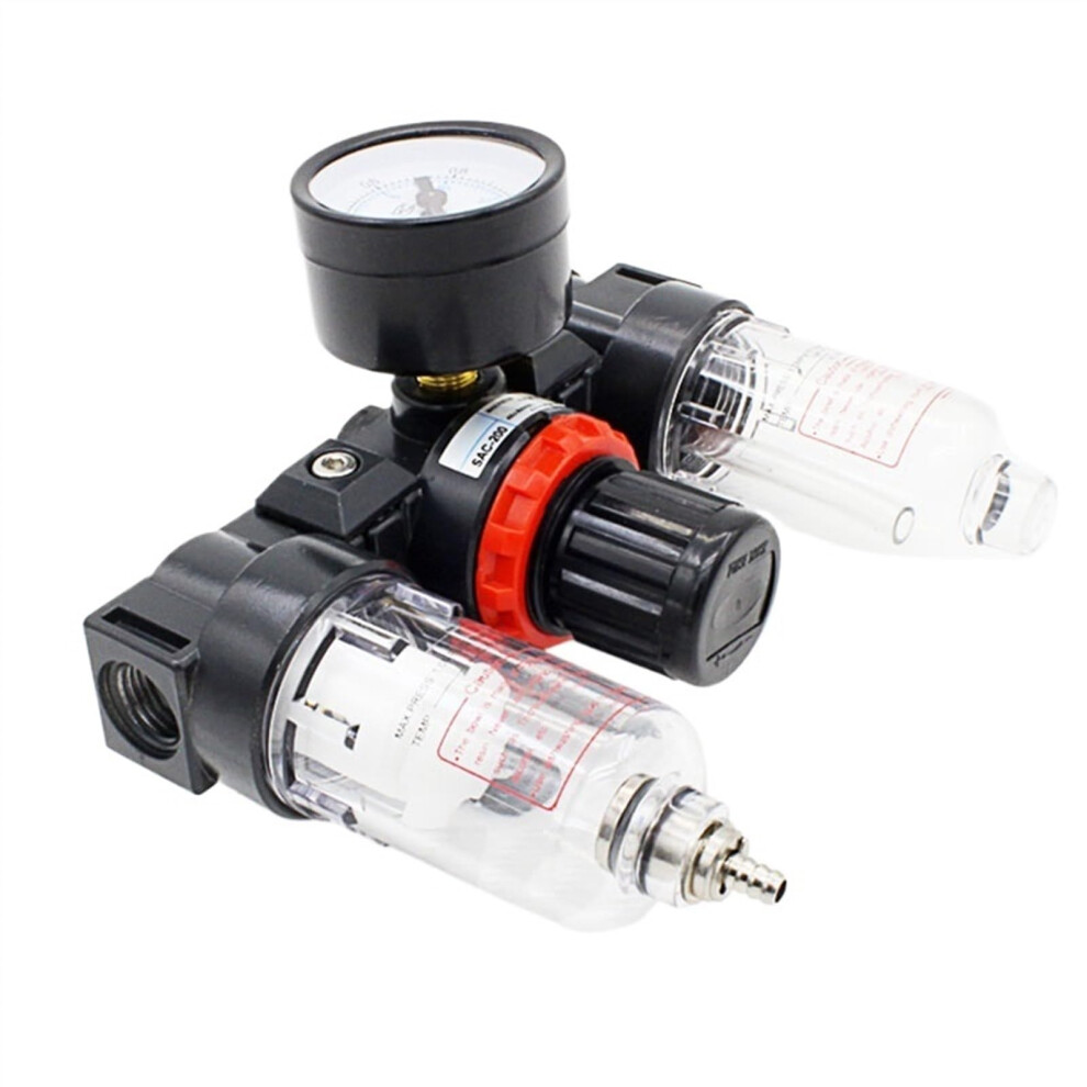 Pneumatic Ac2000 1/4 Inch Copper Cartridge Air Filter Regulator Lubricator With Manual Drain Pressure Gauge 6947110188027