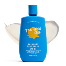 Tanning Club - Everyday Sunscreen - SPF 30 Lightweight Sunblock Lotion for Face and Body - Hyaluronic Acid Aloe and Coconut Oil - Water and Sweat R