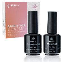 SUNUV 15 ml Gel-berlack- und Unterlack-Set, Gel-Nagellack-Set, 2er-Pack, Hema-freie Kunst-Manikre, UV-Nagellampe, kein Abwischen, Hochglanz, Gesche