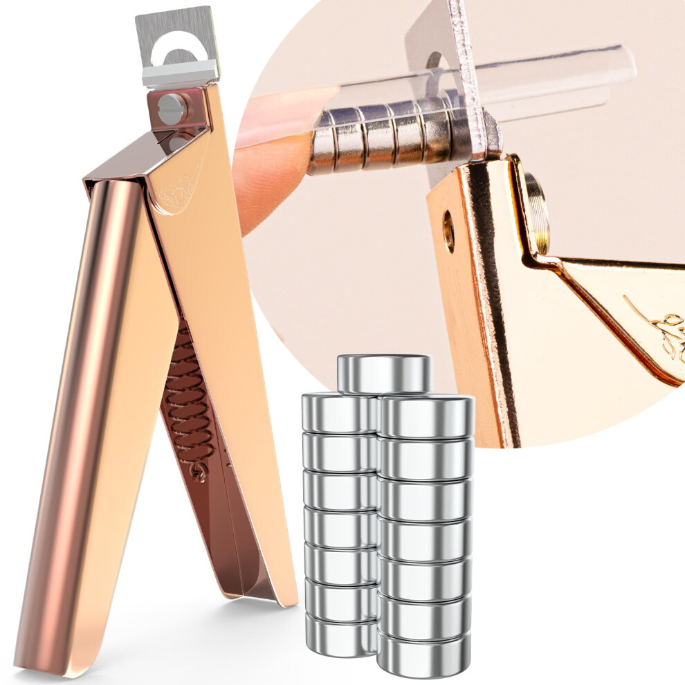 Belleboost Gold Premium Nail Clippers With Magnet Sizers For Acrylic Nails, Professional Stainless Steel Fake False Nail Tip Clipper Cutter Trimmer, Manicure Too