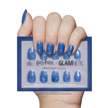 Harry Potter x Glamnetic Press On Nails - Luna Lovegood | Azul Celestial 3D Grfico Curto Oval Unhas Postias Reutilizveis ????em Unhas Falsas c