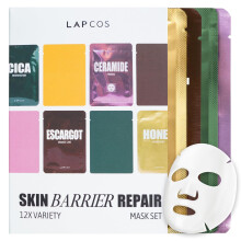 LAPCOS Skin Barrier Repair Sheet Mask Variety Pack - Escargot Cica Ceramide Honey 4 erilaista kasvonaamiosarjaa - Pδivittδinen korealainen ihonhoito