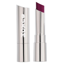Rossetto satinato a piena piena di buxom formulato con acido ialuronico e cera di girasole idratante per rossetto cremoso raso senza peso senza peso