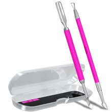 2 Stck Nagelhautschieber und -schneider aus Metall, rosafarben, Salonqualitt, Edelstahl, Gel-Nagellack-Schler, Schaber, langlebiges Manikre- und