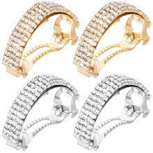 HINZIC 4 Pcs Rhinestone Hair Clips 2inch Silver Gold Bling Crystal Spring Barrettes Fancy Sparkle Wedding Prom Engagement Bridal Accessories for Women