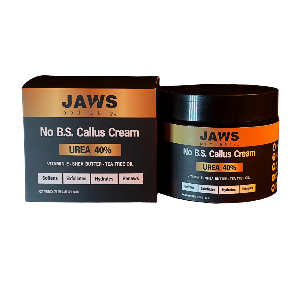 Jaws Podiatry Cream Urea Callus - Foot For Dry Cracked Heels Feet Knees Elbows Hands - 40% Urea Callus Remover For Feet - Soften Exfo