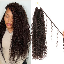 8 pakkausta Goddess Faux Locs -virkatut 18 tuuman Boho Soft Locs -virkatut hiukset mustille naisille (nro 4 18 tuumaa (8 kpl pakkaus))