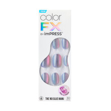KISS imPRESS Sem cola Mani Press-On Nails Cor FX 'Fly Up' Prata Tamanho curto Formato oval Inclui bloco de preparao para 30 unhas Folha de inst