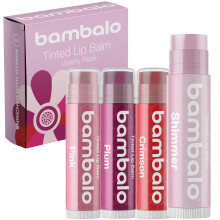 Tinted Lip Balm Variety - Bambalo 4-Pack Moisturizing Hydration Care - Assorted Shades - Natural Organic Formula - Lightweight Smooth Tint - Made in