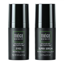 Tiege Hanley Morgen- und Nacht-Gesichtsstraffungsserum (SUPER SERUM) und Augencreme (EYES) fr Mnner | Anti-Aging-Packung | Natriumhyaluronat und Re