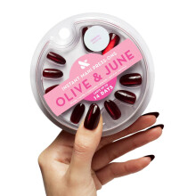 Olive & June Instant Mani Unhas Postiças | (Cola) 42 Unhas Falsas, 21 Tamanhos | Não Tóxicas, Duráveis