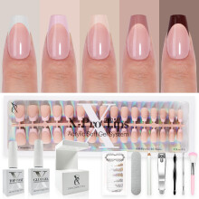SXC Cosmetics French Tip Press On Nails - Ihonsävy Nude and Color -sarja Short Coffin X-Pro Tips Starter Kit ST119KIT