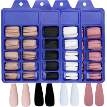 AddFavor 400 peas de longa presso nas unhas Bailarina de caixo fosco Cobertura completa Pontas de unhas falsas DIY Unhas postias acrlicas pa