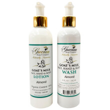 The Grecian Soap Company Balsam i plyn do mycia ciala z koziego mleka - zapach migdalowy, 8 uncji kazdy - Balsam do ciala i plyn do mycia twarzy Nawi