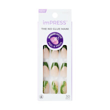 KISS imPRESS Sem cola Mani Press-On Nails Design 'Ballerina' Neutro / verde Formato de caixo de tamanho mdio Inclui bloco de preparao para 30