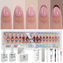 SXC Cosmetics French Tip Press On Nails - Ihonsävy Nude and Color -sarja XS Almond X-Pro Tips Starter Kit ST118KIT