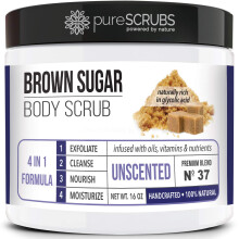 pureSCRUBS Premium biologische bruine suiker ongeparfumeerde gezichts- en lichaamsscrubset - groot 16 oz doordrenkt met biologische essentile ol