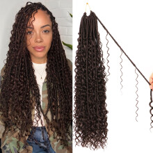 8 Pack Goddess Faux Locs -virkatut hiukset - 24 tuuman Boho Soft Locs -virkatut hiukset mustille naisille (nro 4 24 tuumaa (8 kpl pakkaus))