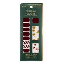 Dashing Diva Gloss Nail Strips  Jolly Good Fun | UV-freie, splitterfeste, langlebige Gel-Nagelaufkleber | Enthlt 32 Nagelfolien, 1 Vorbereitungspad