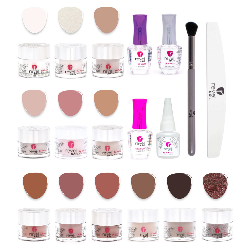 Revel Nail Starter Dip Powder Kit - 4 Color Dip Powder Nail Kit Manicure Set With Dip Nail Powder And Dip Powder Liquid Set