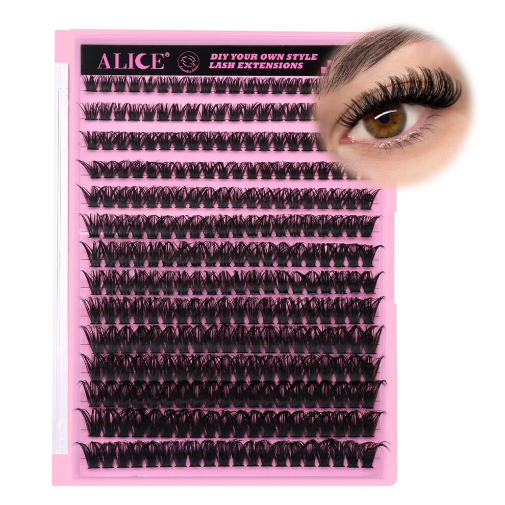 Alice 280Pcs Wispy Individual Lashes Diy Eyelash Extensions 8-16Mm Fluffy D Curl Lash Extensions Lash Clusters 80D Cluster Eyelashes Diy At Home By