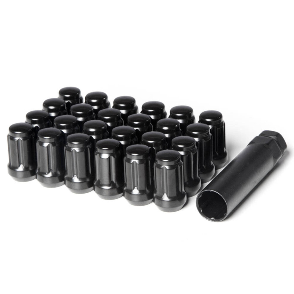 Spline Drive Jam Lug Nuts 12X1.5, 24Pc Set With Installation Tool, Finish For Enhanced Durability Black 6947110188898