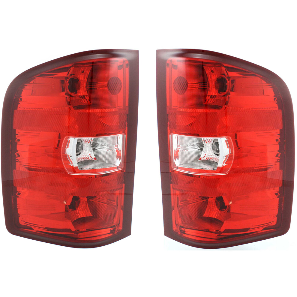 Tail Light Set of 2 for 2007-2013 Chevrolet Silverado 1500, 2007-2014 Silverado 2500 HD, Halogen with Bulbs, Driver and Passenger Side-image-OPC-PJNS99G-NEW