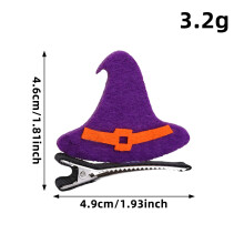 Creative Halloween costume hairpin children's three-dimensional hair accessories cute cat pumpkin BB clip bat hairpin giftAA2-10 purple hat: 4.6*4.9cm