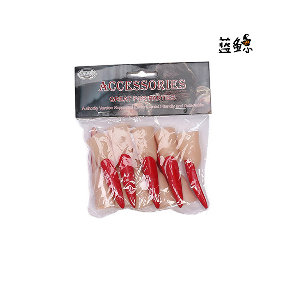 Red Halloween Props Nails Zombie Fake Finger Sets Witch Nails Ghost Nails Finger Setslong Nailsone Size