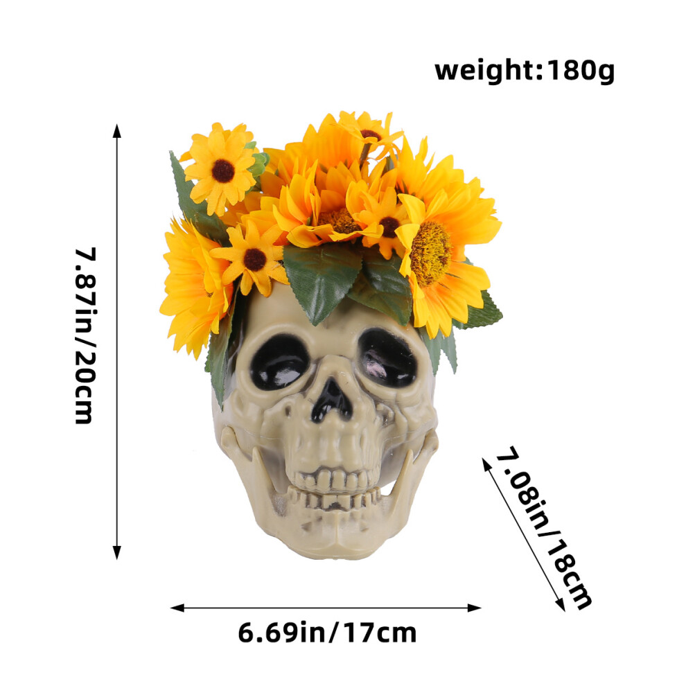 Halloween simulation skull props horror secret room haunted house sunflower ghost head venue layout ornamentsR1-30 Sunflower Skull-image-OPC-PJNSBKM-NEW
