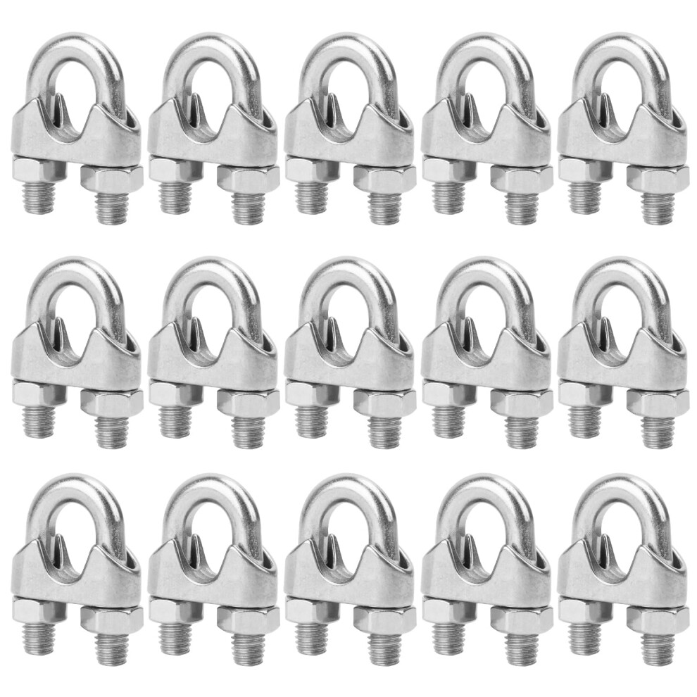 M12 Wire Rope Clamp 15 Pack, 1/2 Inch Premium 304 Stainless Steel Cable Clamp For Rigging And Guardrail Systems 6276012498201