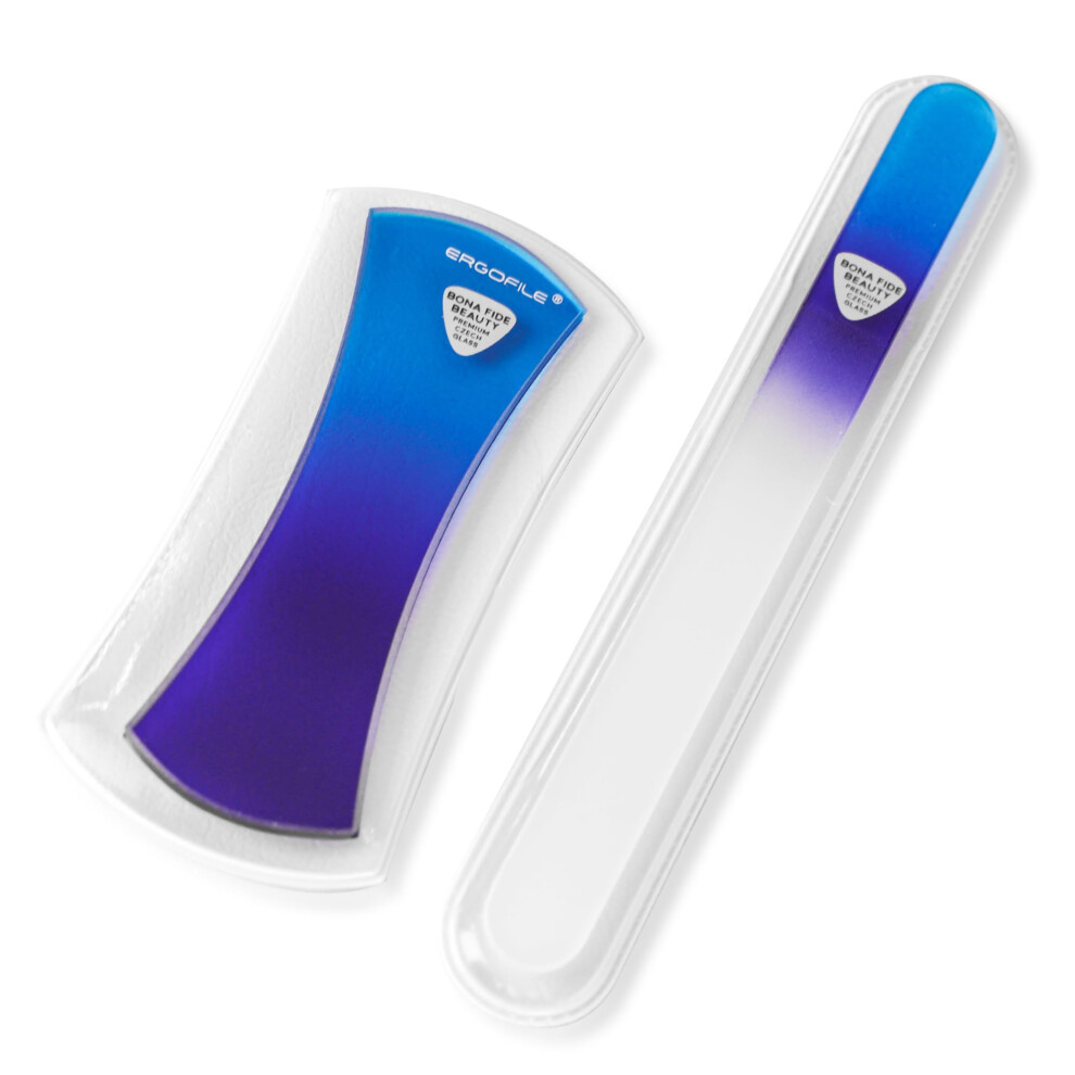 Photos - Manicure & Pedicure Tools Glass Nail File Manicure Set, 2Pc Blue Ergonomic Comfort Grip Bow Ergofile for Gentle & Efficient Filing, Nail Care Tools by