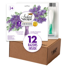 BIC Soleil Escape Women's Disposable 4-Blade Razors, Bikini Line Razor with Lavender & Eucalyptus Scented Handles, 12-Pack