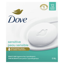 Dove Beauty Bar Soap 12 Bars Sensitive for Sensitive Skin Fragrance Free and Hypoallergenic 3.75 oz