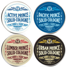 Premium Prince Solid Cologne 1 oz Variety Gift Set Alcohol Free Natural Concentrated Full Size Travel Friendly Tins Men's Fragrance 4 Manly Scents to