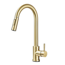 Pull-Down Kitchen Sink Faucet Dual Function Pull-Out Single Handle Gold Hot and Cold Water Mixing Tap
