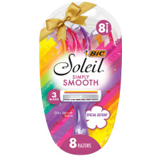 BIC Soleil Simply Smooth Women's Disposable Razors 3 Blades With Moisture Strip For a Silky Smooth Shave 8 Piece Razor Gift Set