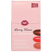 ESW Beauty Berry Kisses Lip Treatment Set - Raspberry Acai Cherry Tart & Strawberry Banana - Hydrating Smoothing & Protective Lip Gloss Set