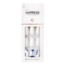 KISS imPRESS Sem cola Mani Press On Nails Design Tye Dye 'branco formato de caixo de tamanho mdio Inclui 30 blocos de preparao de unhas Folha